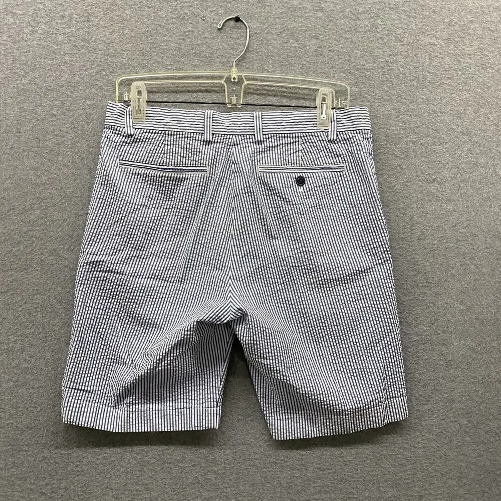 Brooks Brothers Red Fleece Seersucker Shorts Men 32 Blue White Stripe Preppy